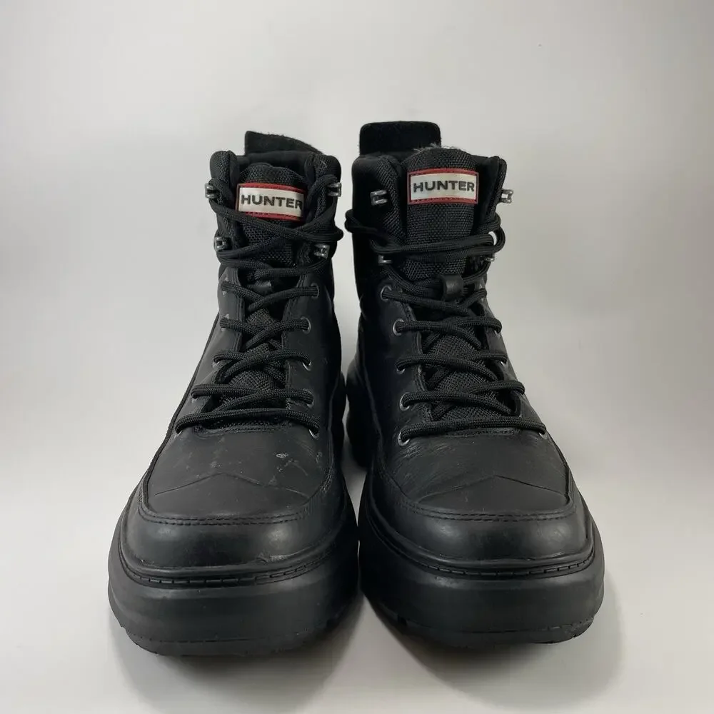 Hunter Original Commando Boots Womens Size 9 Black Waterproof Insulated Lace Up